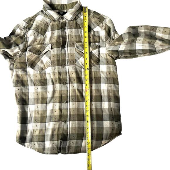 Frye Men’s Plaid Button Down Shirt Green Gray 100% Cotton Long Sleeve Medium - Picture 6 of 11